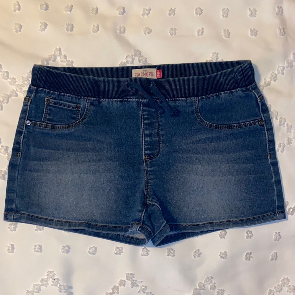 SO Girls Dark Blue Denim Shorts with Elastic Waist
